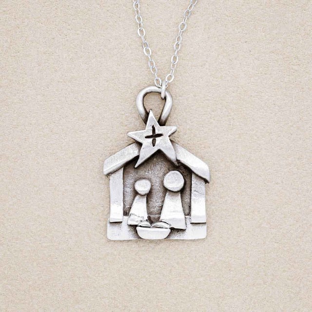 A Savior is Born Nativity Necklace (Pewter)