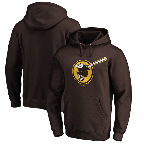 San Diego Padres Majestic Swinging Friar Logo Pullover Hoodie - Brown