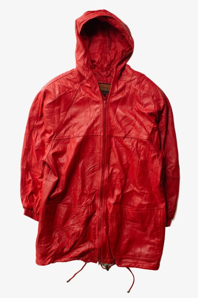 Vintage Hooded Cayenne Leather Coat (1990s)
