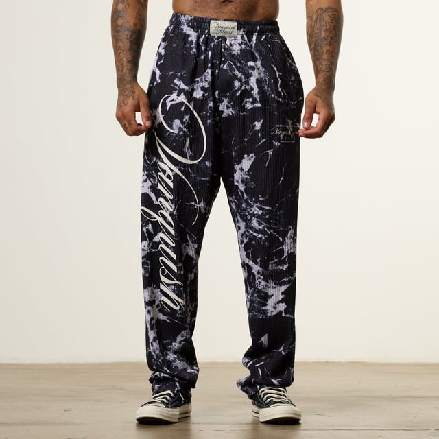 Vanquish x JBeast Black Marble Bodybuilding Baggy Pants