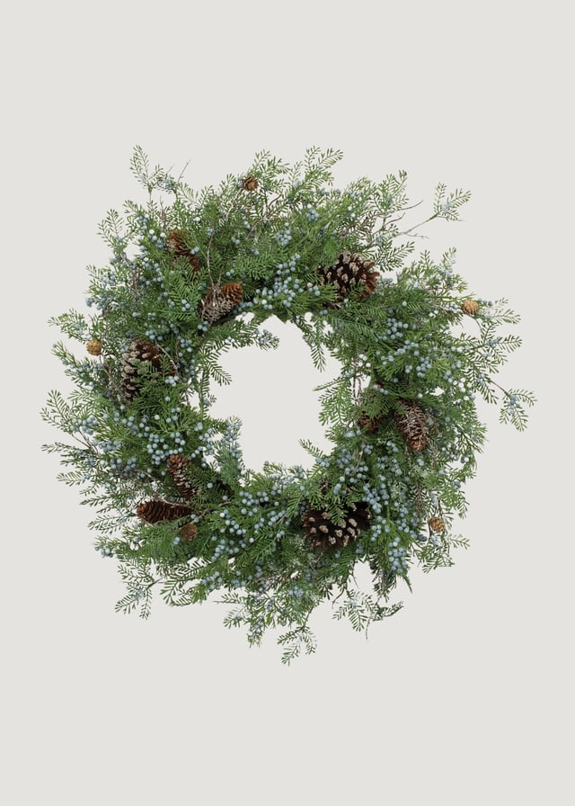 Luxe Faux Juniper Pinecone Wreath - 26"