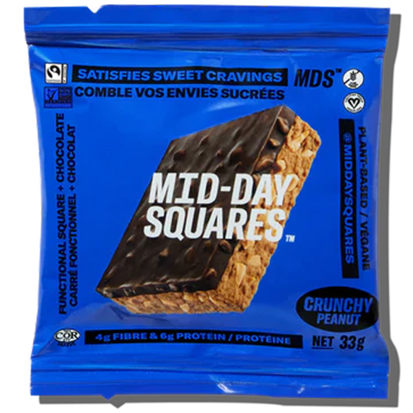 Mid-day Squares Crunchy Peanut + Chocolate, Protein Square, Functional Chocolate