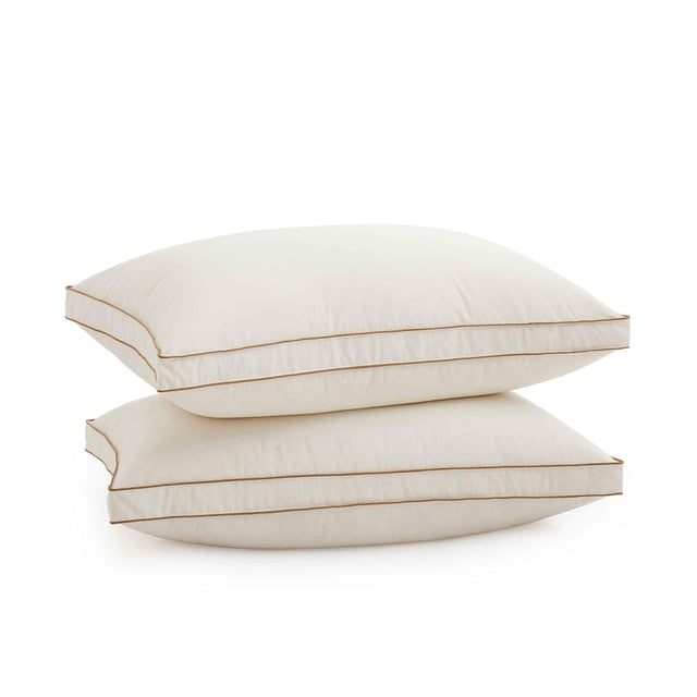 2 Pack Organic Cotton Down Feather Pillows for Back and Side Sleepers