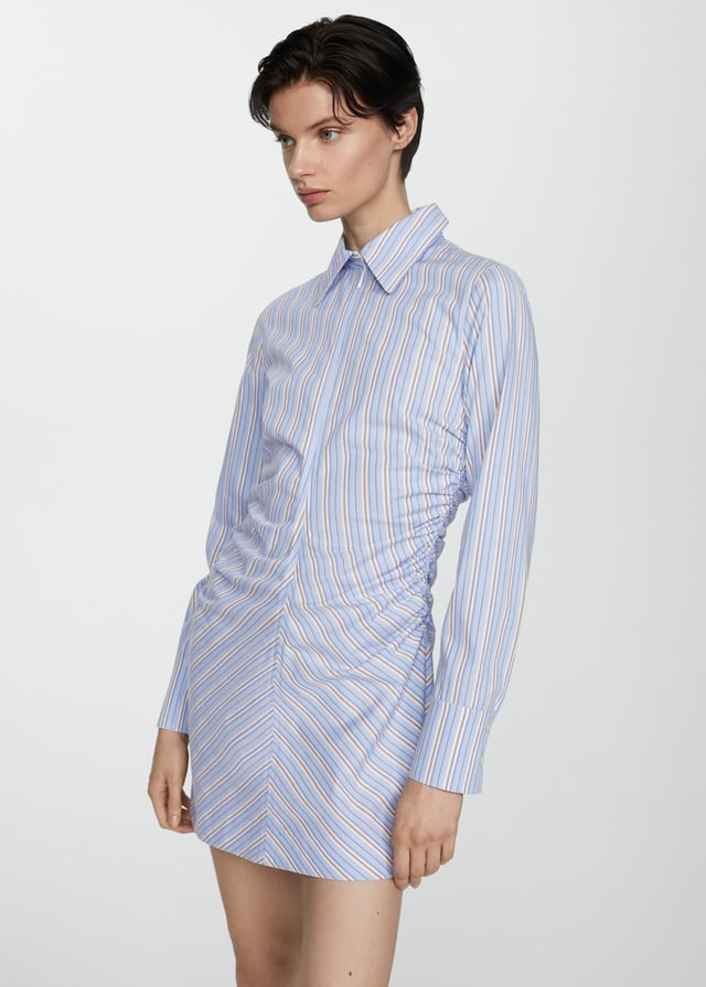 Striped shirt dress with zip - Women | MANGO OUTLET USA