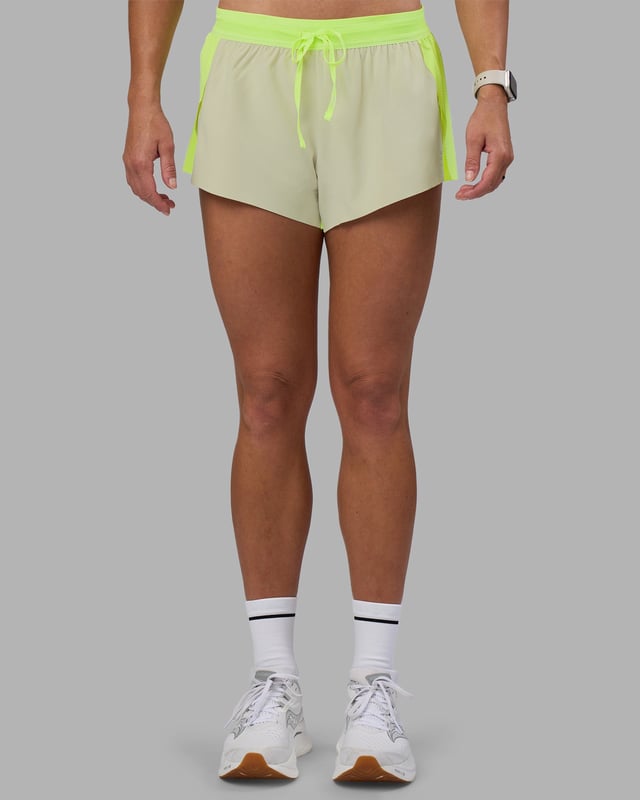 Accelerate 3" Running Short - Lime Glo-Shale Beige