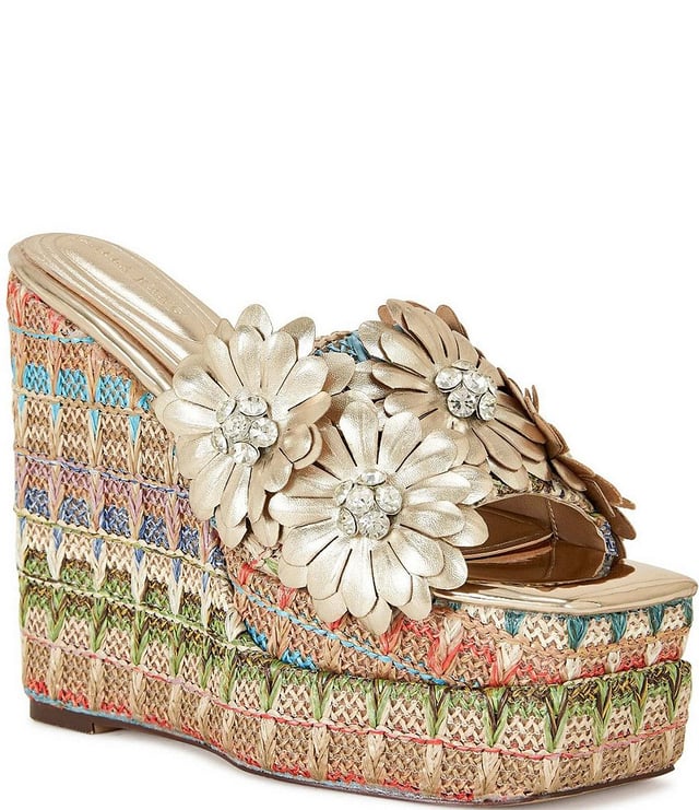 Azalea Wang Moyna Floral Embellished Platform Wedge Sandals