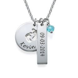 Blooming Birth Flower Initial Necklace with Birthstone in Sterling Silver