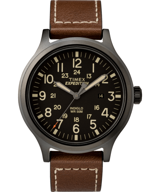 Expedition Scout 43mm Leather Strap Watch