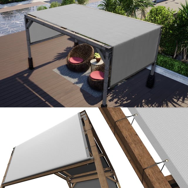 ColourTree Pergola Canopy Replacement Cover Sun Shade, Commercial Grade 260 GSM Cloth for Outdoor Patio, Includes Stainless Steel Weighted Rods (We Make Custom Size)