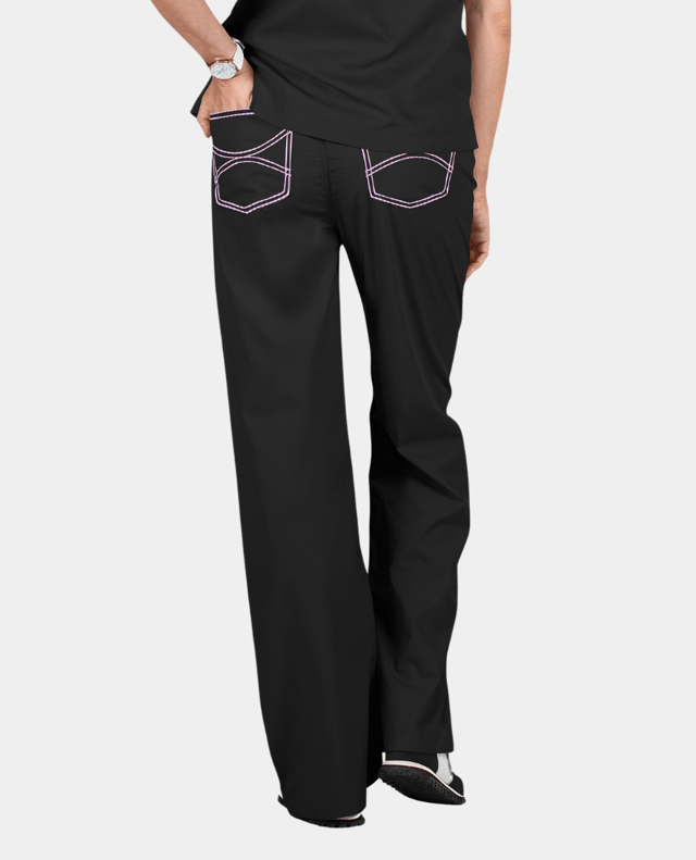 Limited Edition Scrub Pants | Black with Purple, Lilac and Teal Striped Tie