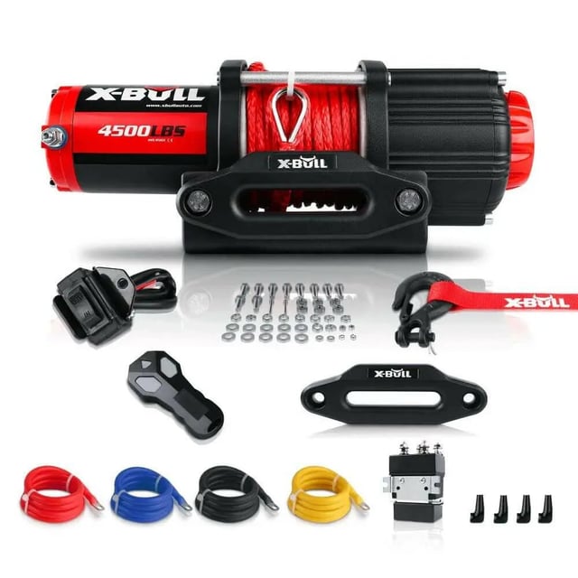 X-BULL Electric Winch 4500 LBS 12V Synthetic Rope ATV UTV Boat Truck 4WD