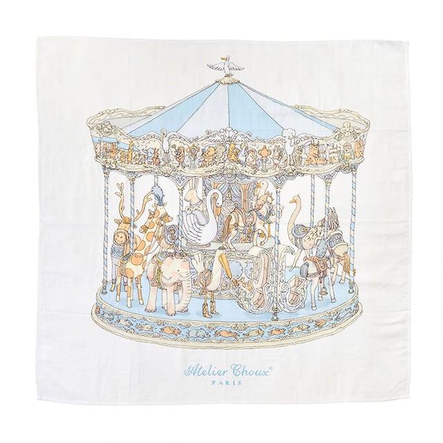 Atelier Choux Carré – Blue Carousel Swaddle