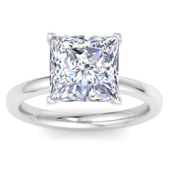 5 Carat Princess Cut Lab Grown Diamond Solitaire Engagement Ring In 14K White Gold (G-H,VS)