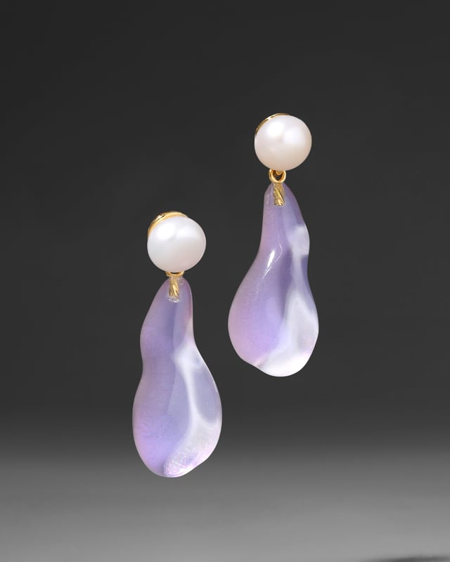 Lucite Freshwater Pearl Drop Earring- Aurora