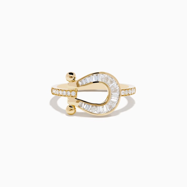 Novelty 14K Yellow Gold Diamond Horseshoe Ring