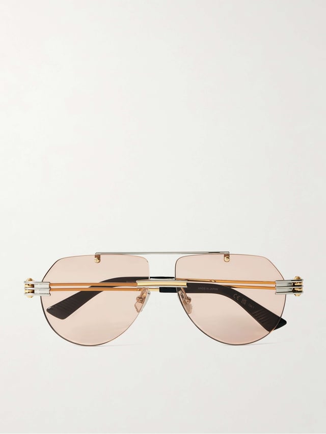 Aviator-style gold and silver-tone sunglasses - silver - One Size