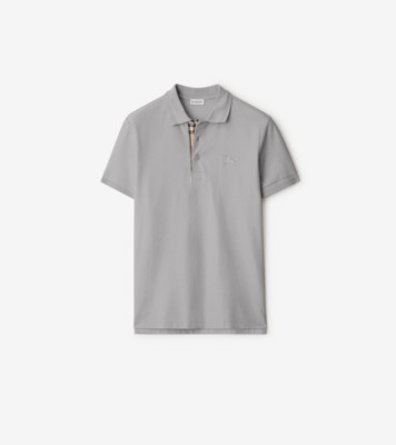 Cotton Polo Shirt in Pale grey melange - Men | Burberry® Official