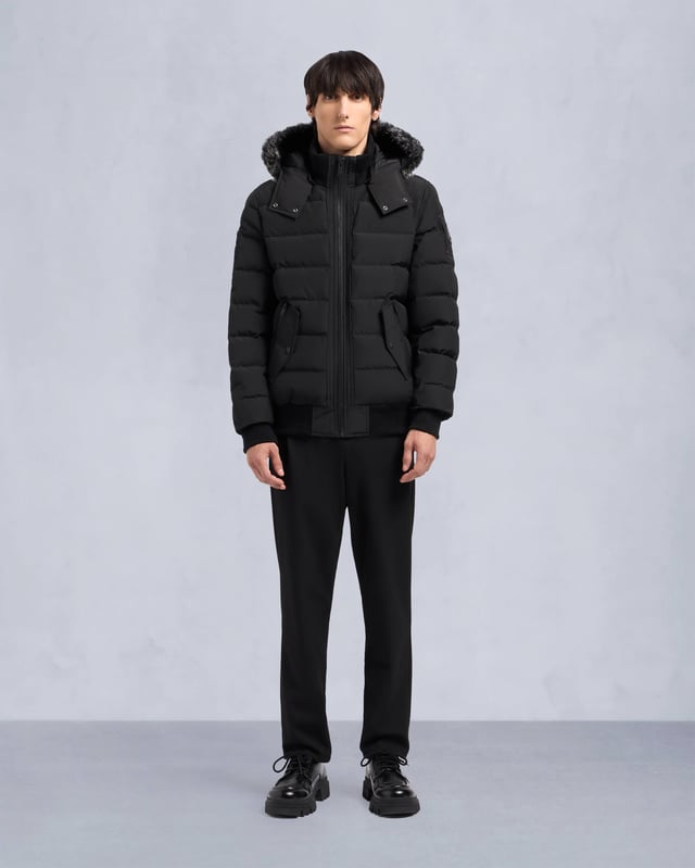 ONYX SCOTCHTOWN SHEARLING BOMBER JACKET-BLACK/ICE