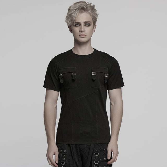Men's Punk Pocket Denim T-shirt