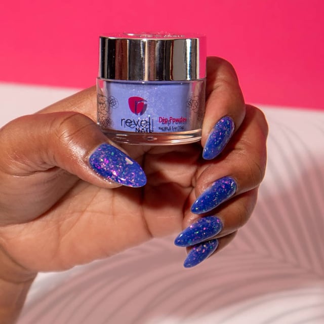 D1026 Party Wave Blue Flake Dip Powder