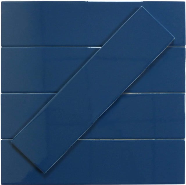 In Collection Plain Blue 3x12 Glossy Ceramic Subway Tile