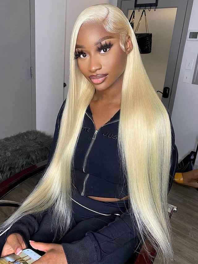 Blonde Lace Front Wigs Human Hair 613 Straight Frontal Wigs Pre-plucked Hairline