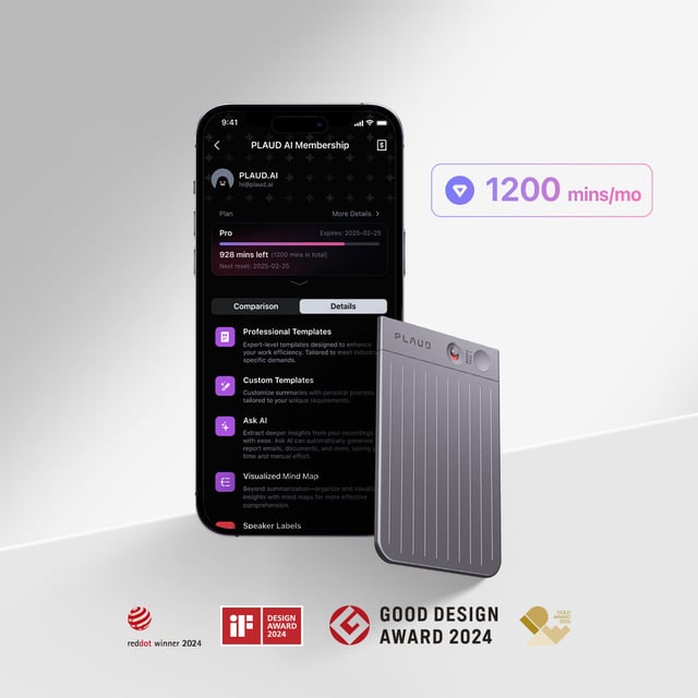 PLAUD NOTE & PLAUD AI Pro Plan (Annual Membership)