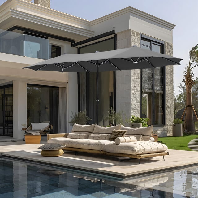 PHI VILLA 13ft Large Double-Sided Outdoor Patio Umbrella