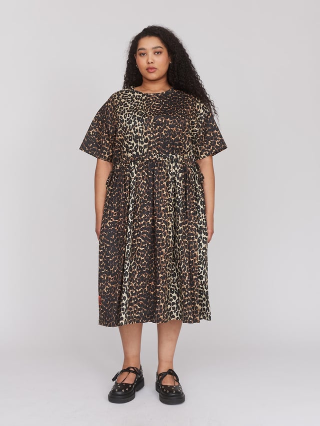 Leopard Side Tie Midi Dress