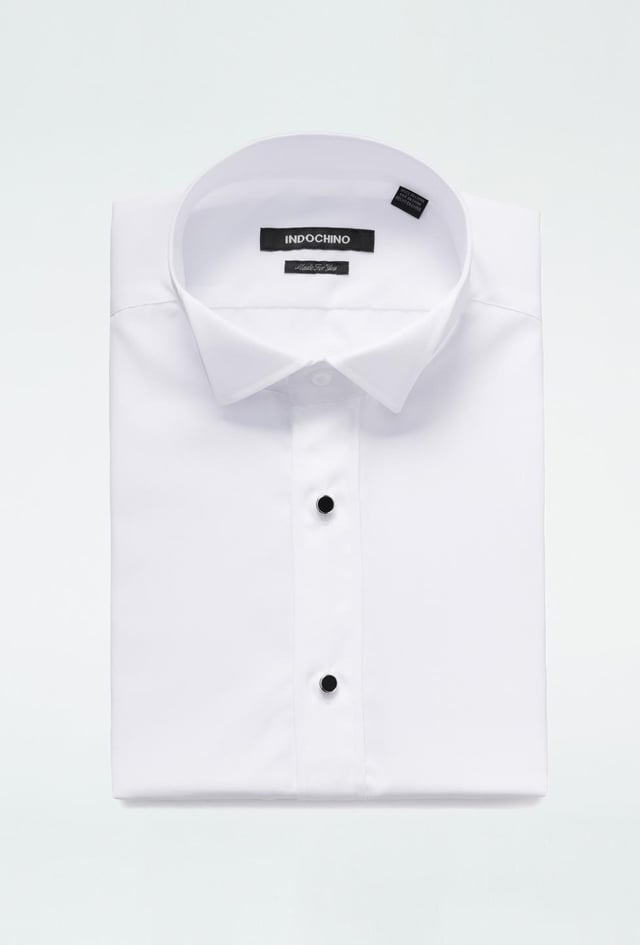 Helston Plain-Front White Tuxedo Shirt