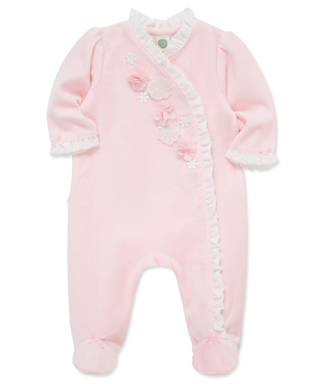 Flowers Velour Footie (3M-9M)