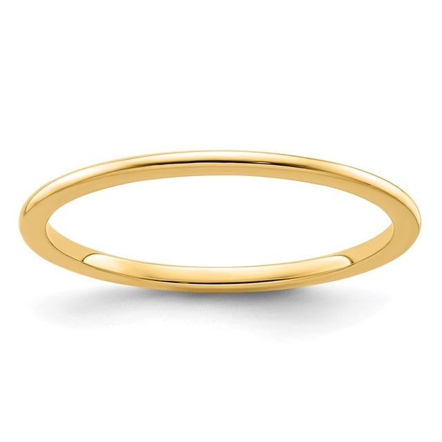 Diamond2Deal 14K Yellow Gold 1.2mm Half Round Polished Stackable Band Size 7