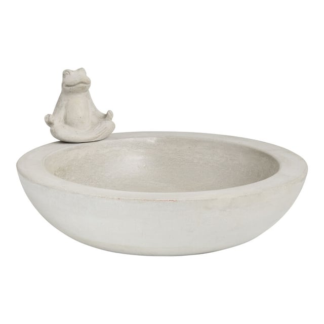 Gray Cement Frog Birdbath