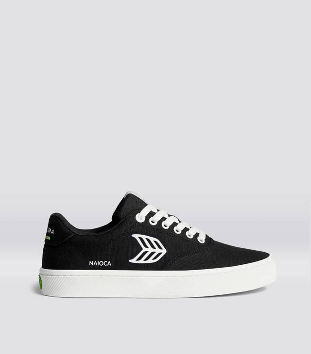 NAIOCA Canvas Black Canvas Off-White Logo Sneaker