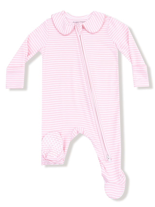 Peter Pan 2-Way Zip Footie, Pink Stripe