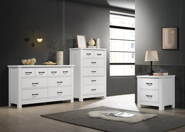 Willow & Hearth Cassini 3 Piece Bedroom Dresser Set - Chest, Dresser + Nightstand