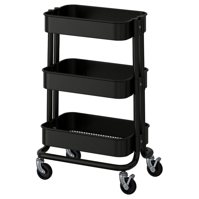 RÅSKOG Trolley - black 28x38x61 cm