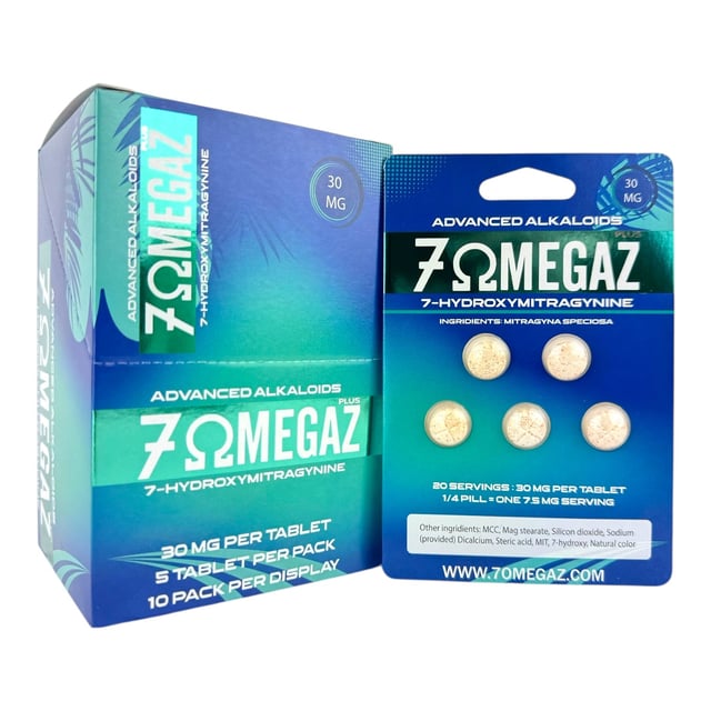 7-Omegaz 30mg 7-OH Tabs - 5 Tab Blister pack / 10 Pack Display