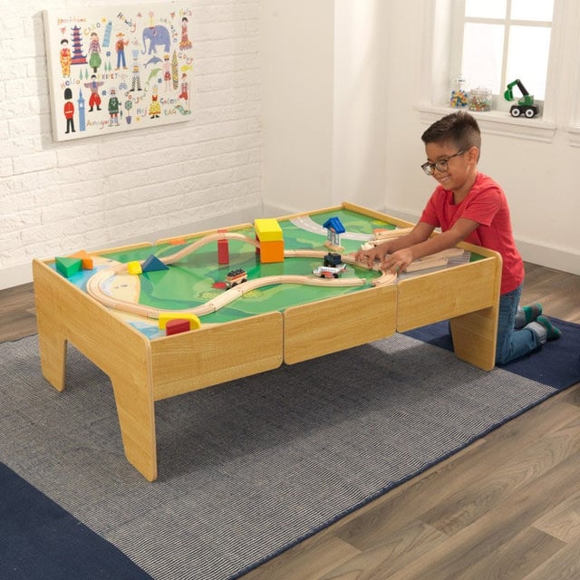 Wooden Train Table - Natural