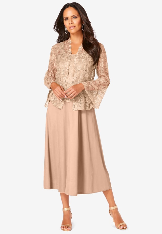 Glitter & Lace Jacket Dress Set