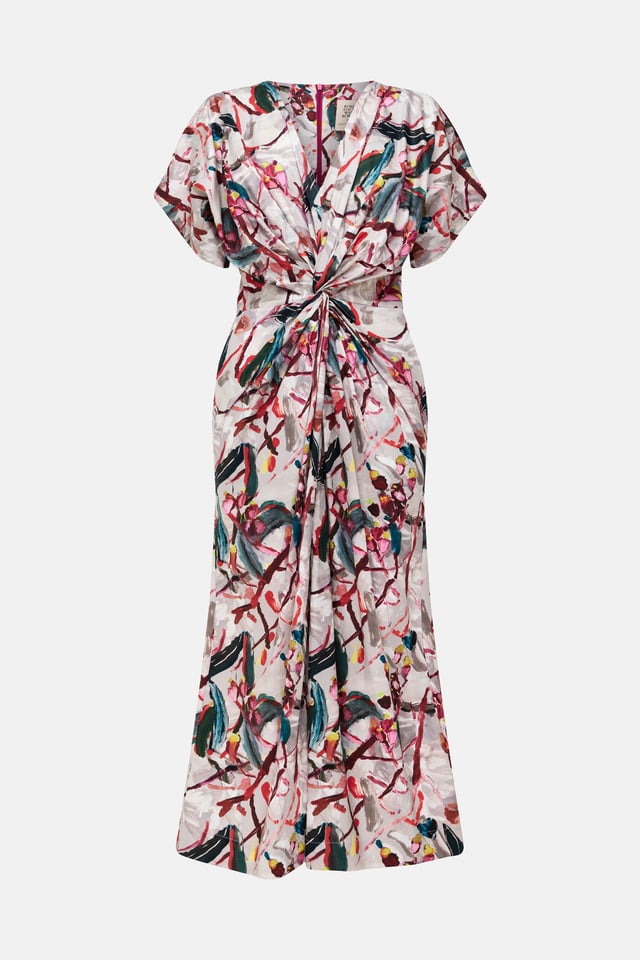 Printed Poplin Twist Dress