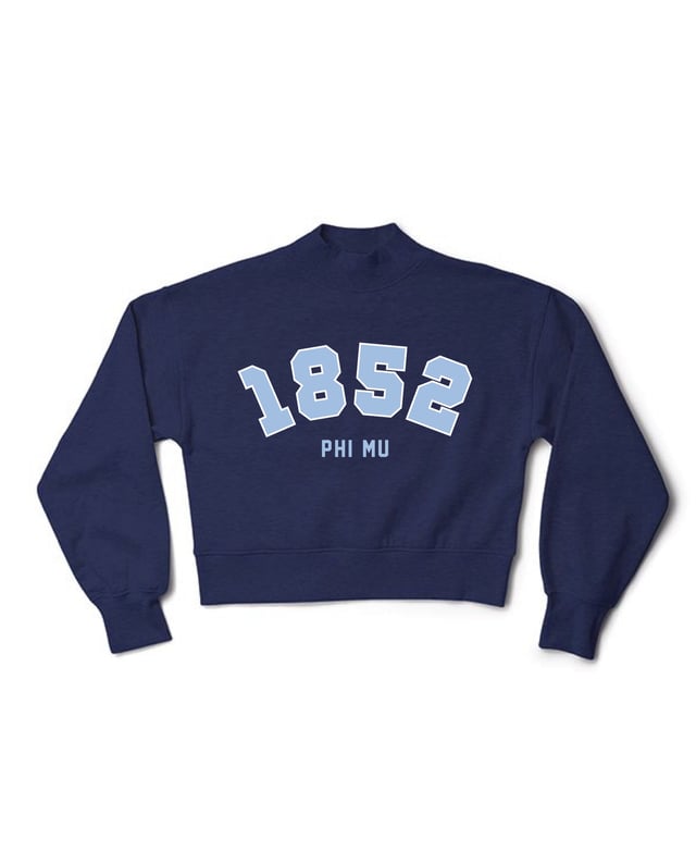 Est Year Navy Mock Neck Sorority Crewneck