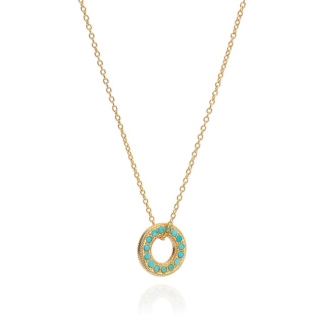 Turquoise Pavé Open Circle Necklace