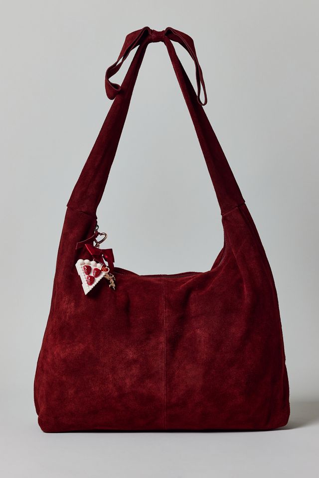 Kimchi Blue Bow Suede Slouchy Hobo Bag