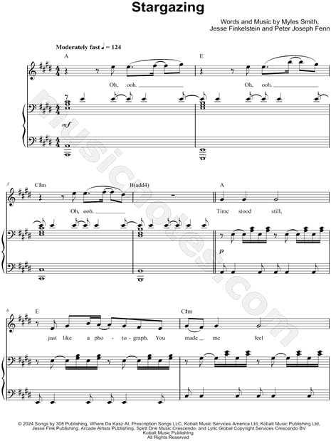 Myles Smith "Stargazing" Sheet Music in E Major (transposable) - Download & Print
