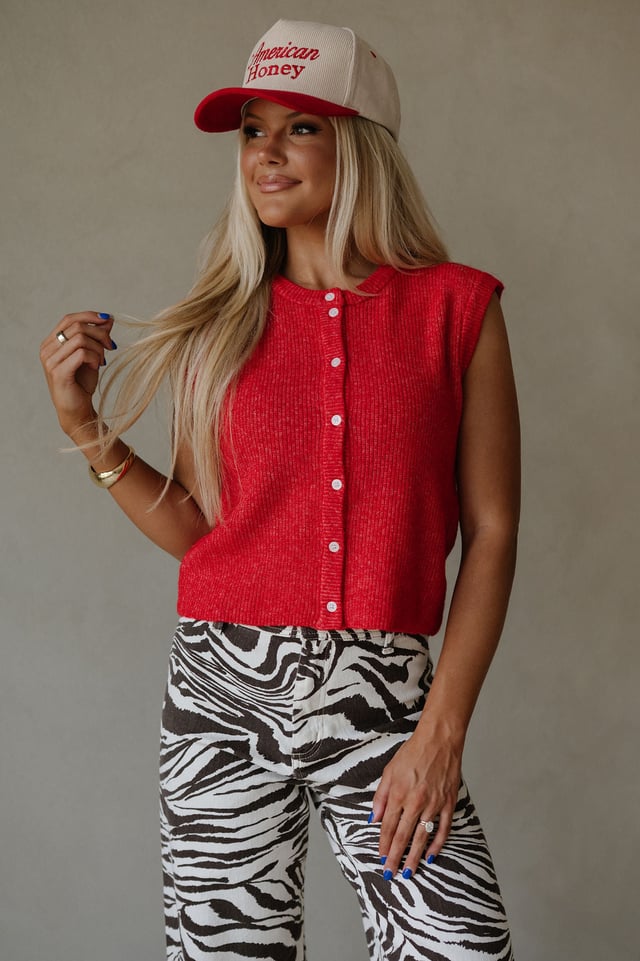 Rooney Sweater Vest-Poppy