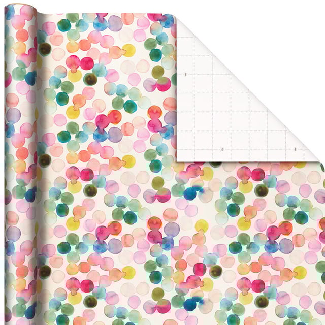 Watercolor Dots Wrapping Paper Roll, 20 sq. ft.