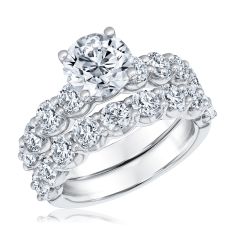 5ctw Round Lab Grown Diamond 14k White Gold Engagement and Wedding Ring Bridal Set