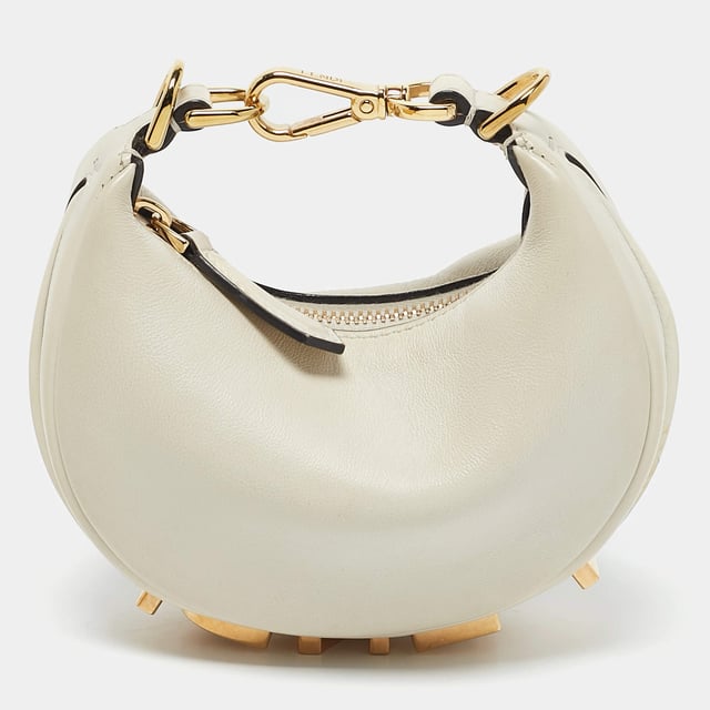 Fendi Off White Leather Nano Fendigraphy Hobo