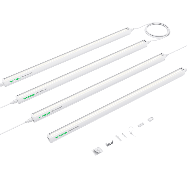 T5 Linear Grow Lights, 5000K Full Spectrum LED Grow Lights for Indoor Plants, SGS Compatible, 15W/Bar, 2ft, 4-Pack